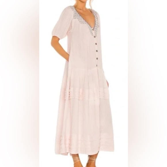 Free People Sunday Stroll Maxi Dress In Ivory size XS oversized dress fits Med - Picture 7 of 14